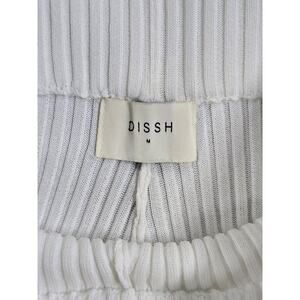 DISSH Women’s Medium Wide Leg Ribbed White Lounge High Rise Pants Retro Minimal
